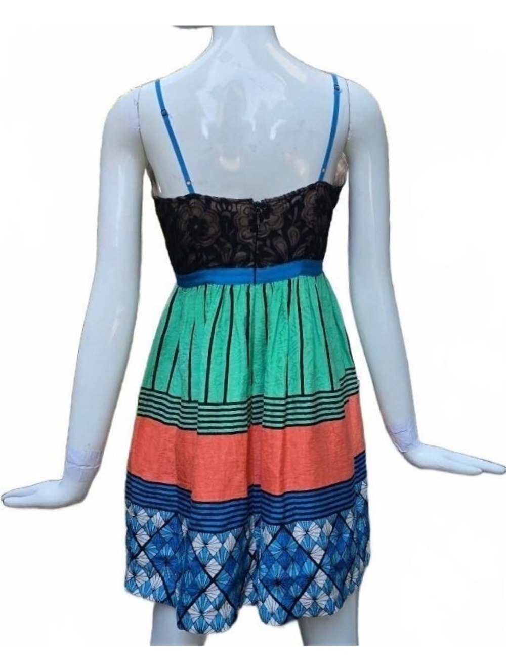 Tracy Reese Anthropologie Silk Linen Lace Colorblock Sundress Multi 4P - Picture 7 of 15